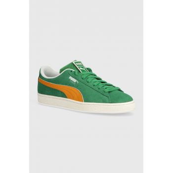 Puma sneakers din piele intoarsă Suede Patch culoarea verde 395388