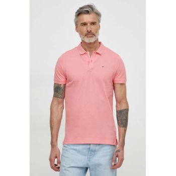 Tommy Jeans polo de bumbac culoarea roz, neted, DM0DM18312 ieftin