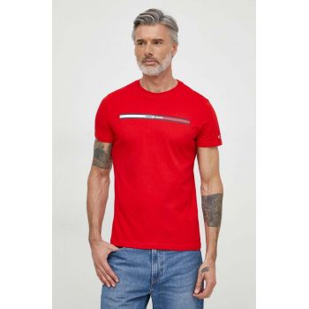 Tommy Jeans tricou din bumbac bărbați, culoarea roșu, cu imprimeu DM0DM13509