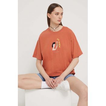 Volcom tricou din bumbac x ARTHUR LONGO femei, culoarea portocaliu ieftin