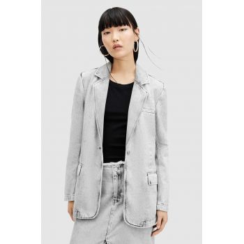 AllSaints sacou EVER DENIM culoarea gri, oversize, neted