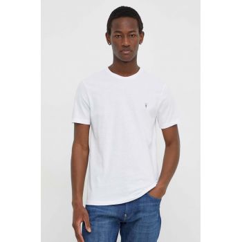 AllSaints tricou din bumbac culoarea turcoaz, neted de firma original