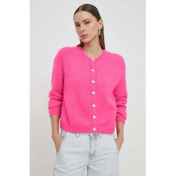 American Vintage cardigan din lana culoarea roz, călduros