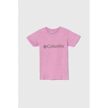 Columbia tricou de bumbac pentru copii Mission Lake Short culoarea roz ieftin