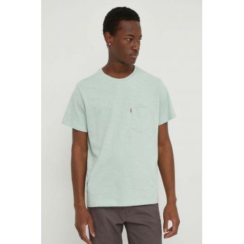 Levi's tricou din bumbac barbati, culoarea verde, cu imprimeu ieftin