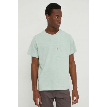 Levi's tricou din bumbac barbati, culoarea verde, cu imprimeu