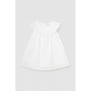 Mayoral rochie din bumbac pentru bebeluși culoarea alb, mini, evazati ieftina