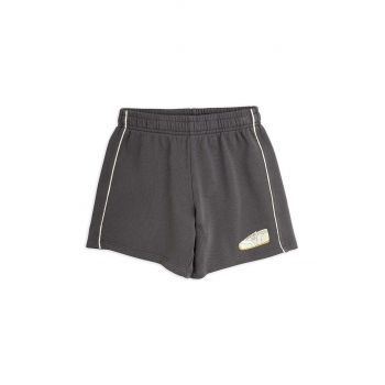 Mini Rodini pantaloni scurți din bumbac pentru copii Jogging culoarea gri, cu imprimeu