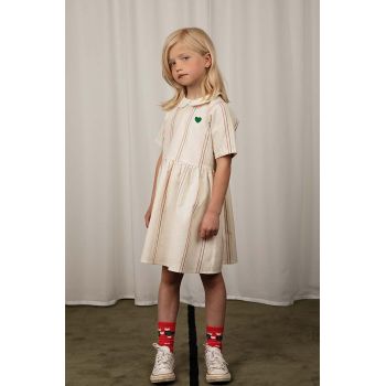 Mini Rodini rochie cu amestec de in pentru copii culoarea alb, mini, evazati ieftina
