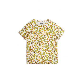 Mini Rodini tricou copii Flowers culoarea galben, cu imprimeu