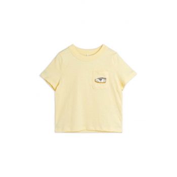 Mini Rodini tricou de bumbac pentru copii Jogging culoarea galben, cu imprimeu