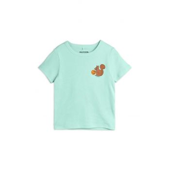 Mini Rodini tricou de bumbac pentru copii Squirrel culoarea verde, cu imprimeu