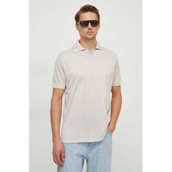 Paul&Shark polo de bumbac culoarea bej, neted