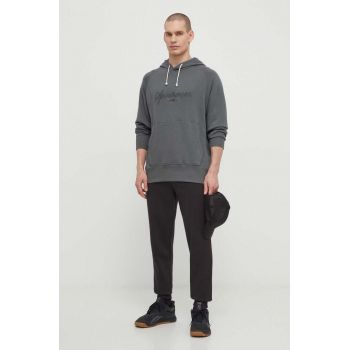 Puma bluză bărbați, culoarea gri, cu glugă, imprimeu  624275