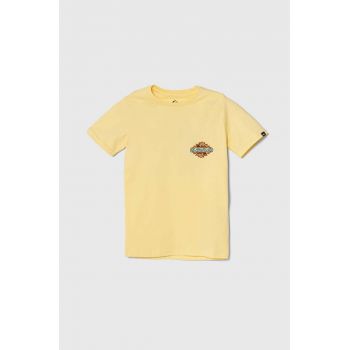 Quiksilver tricou de bumbac pentru copii RAINMAKERYTH culoarea galben, cu imprimeu