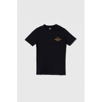 Quiksilver tricou de bumbac pentru copii TRADESMITHYTH culoarea negru, cu imprimeu