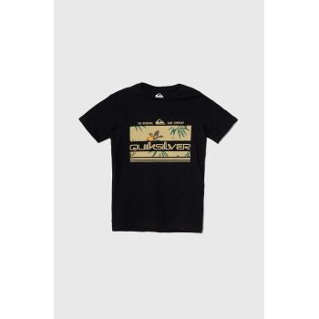 Quiksilver tricou de bumbac pentru copii TROPICALRAINYTH culoarea negru, cu imprimeu