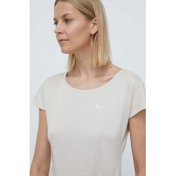 Salewa tricou sport Puez Melange culoarea bej, 00.0000026538