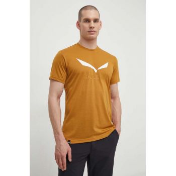 Salewa tricou sport Solidlogo culoarea maro, cu imprimeu de firma original