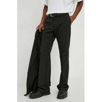 Tiger Of Sweden pantaloni din lana culoarea negru, drept