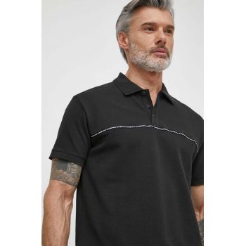 Tommy Jeans polo de bumbac culoarea negru, cu imprimeu DM0DM18926