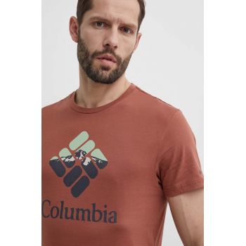 Columbia tricou din bumbac Rapid Ridge culoarea roșu, cu imprimeu 1888813 de firma original