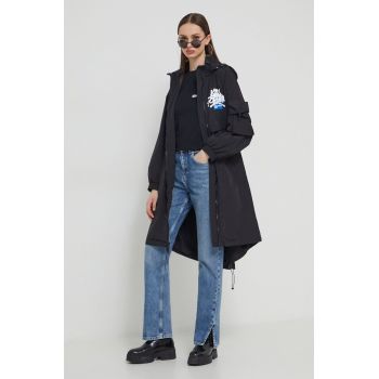 Karl Lagerfeld Jeans geaca femei, culoarea negru, de tranzitie la reducere