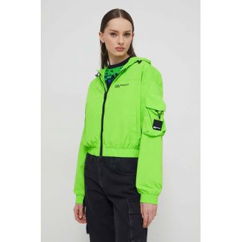 Karl Lagerfeld Jeans geaca femei, culoarea verde, de tranzitie