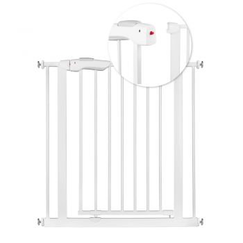 Poarta siguranta pentru copii Nukido Alb extensibila 75-85 cm, Montaj fara gaurire, Deschidere pe ambele parti, Inchidere dubla