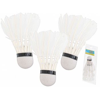 Set 3 fluturasi badminton din Pene 8.5 x 6.5 cm Alb