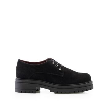 Pantofi casual damă din piele naturală,Leofex - 347-1 Negru Velur de firma originala