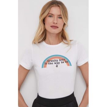 Save The Duck tricou din bumbac femei, culoarea alb