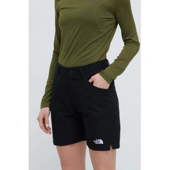 The North Face pantaloni scurți outdoor Horizon culoarea negru, neted, high waist