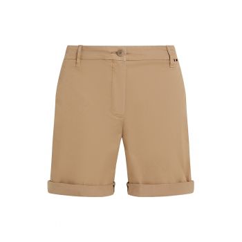 Pantaloni scurti din amestec de lyocell cu buzunare si talie inalta