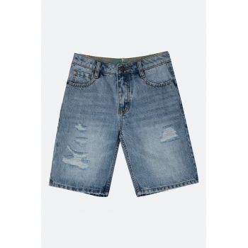 Pantaloni scurti de denim cu aspect decolorat la reducere