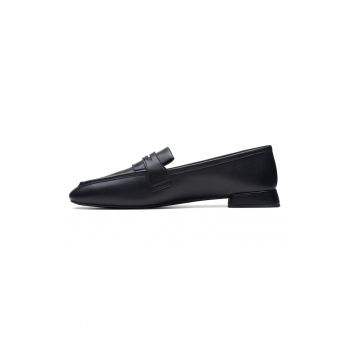 Pantofi loafer de piele cu toc patrat ieftina