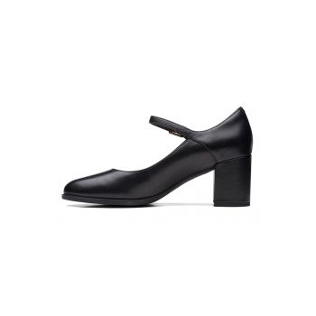 Pantofi Mary Jane de piele cu toc masiv