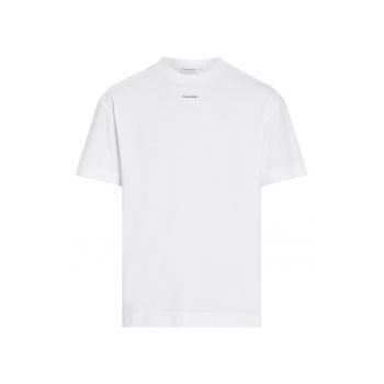 Tricou de bumbac cu decolteu la baza gatului