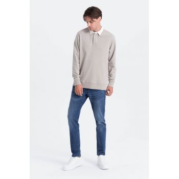 Bluza polo lejera de trening cu fenta cu nasturi - Gri deschis -