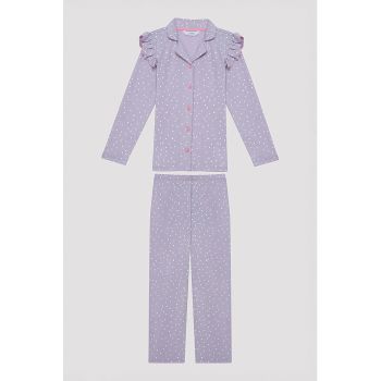 Pijama de bumbac cu volane