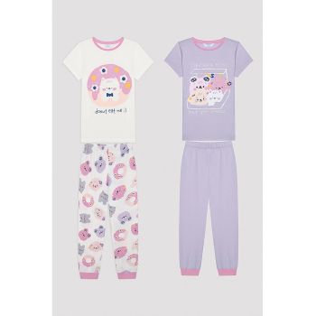 Set de pijamale de bumbac cu imprimeu - 2 perechi