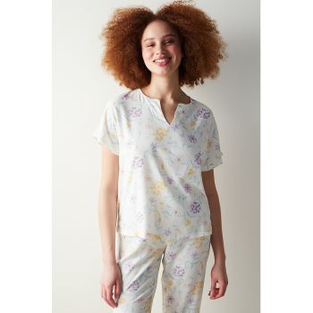 Tricou de pijama cu model floral ieftine