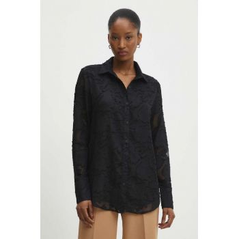 Answear Lab camasa femei, culoarea negru, cu guler clasic, regular la reducere