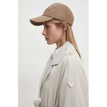 Answear Lab șapcă din piele culoarea maro, neted