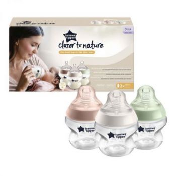 Biberon Tommee Tippee Closer to Nature, 150 ml, PP, 0 luni +, 3 buc