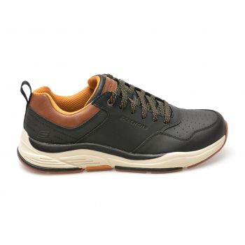 Pantofi sport SKECHERS negri, BENAGO, din piele naturala de firma originali
