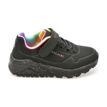 Pantofi sport SKECHERS negri, UNO LITE, din piele ecologica ieftina