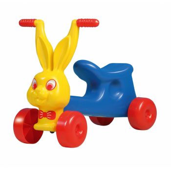 Vehicul Ride-On fara pedale Dohany Iepuras Multicolor, potrivit copiilor de la 2 ani, inaltime pana la sezut 21 cm