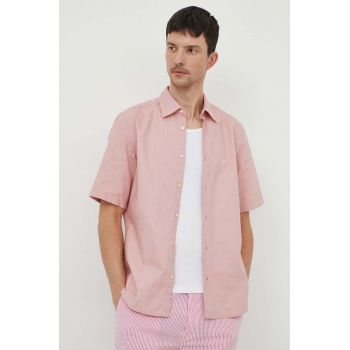 BOSS cămașă din bumbac ORANGE bărbați, culoarea roz, cu guler clasic, regular 50489351 de firma originala