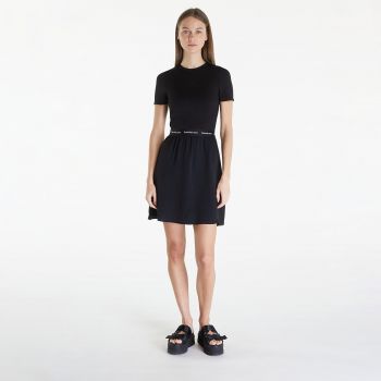 Calvin Klein Jeans Logo Elastic Short Sleeve Dress Black ieftina